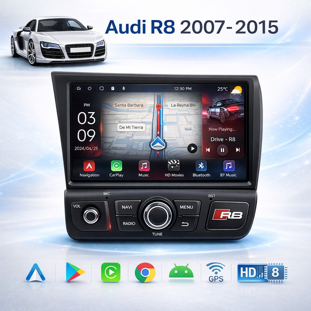 8" Android 13 Smart Radio Screen GPS Stereo Navi For Audi R8 2007-2015 Carplay