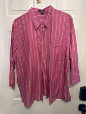 Chaps Pink Striped Women's Dress Shirt Long Sleeve Front Buttons 3X  (HOME4)