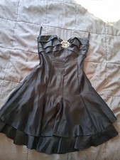 VTG Jessica McClintock For Gunne Sax Black Strapless Netted Embellished Dress 3