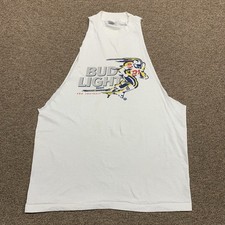 Vintage 90s Bud Light Football T-Shirt Cut Off Single Stitch Beer USA Made Large