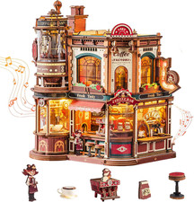 Dream Coffee Factory, Wooden Music Box Model, Mechanical 3D Wooden Puzzles for A