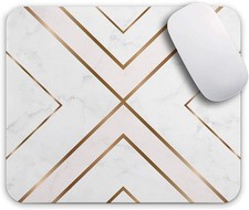 Gaming Mouse Pad Custom Modern Gold Cross Line Non-Slip Rubber Chic White