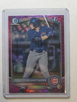 2025 Bowman Chrome 1st Refractor Fuchsia Reptilian /199 Josiah Hartshorn Cubs 