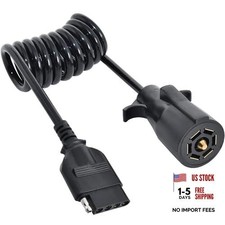 7 Way Round to 5 Way Flat Coiled Trailer Plug Adapter 7 Pin to 5 Pin Trailer