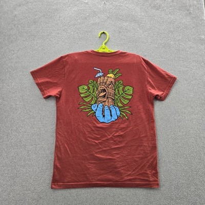 SANTA CRUZ SKATEBOANUS Tシャツ L Santa Cruz Skateboards Men Shirt L Red Graphic Tiki Tee Logo Short