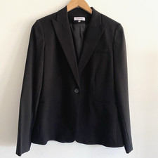 Calvin Klein Womens Size 8 P Black Blazer Jacket Shoulder Pads Vintage Business