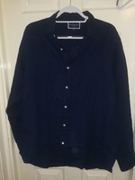 Charles Tyrwhitt Navy Linen LS Shirt Classic Fit Size Large