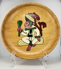 Hand Painted Wooden Bowl Platter Aztec Mayan ...