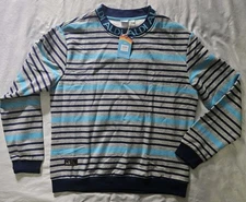 ALDI Gear NWT 2024 Unisex Pullover Blue Striped Sweatshirt Size Large L