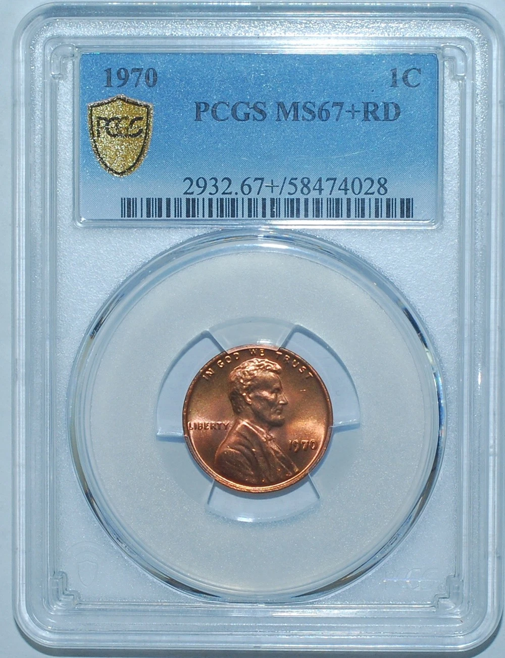 1970 PCGS MS67+RD Red Lincoln Cent Tied For Finest Registry