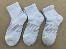 3 Pairs BOMBAS Women's Size Med 8-10.5 Blue Honeycomb Performance Quarter Socks