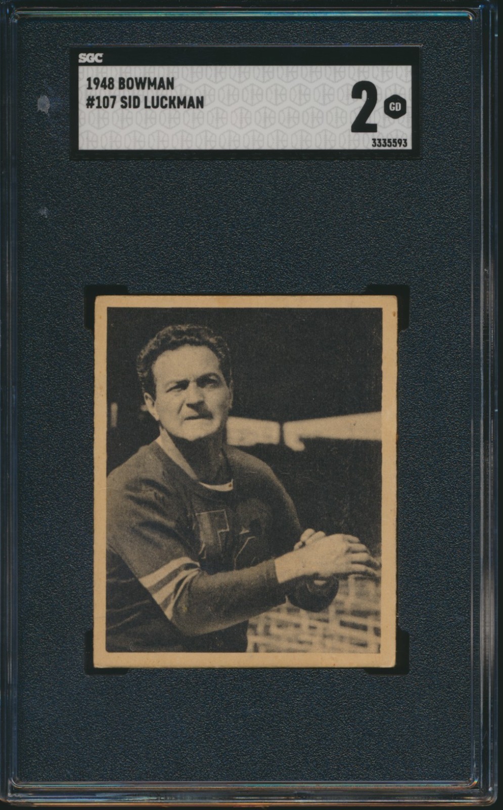 1948 BOWMAN FOOTBALL #107 SID LUCKMAN RC SGC 2 GOOD HOF ROOKIE