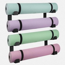 4 Tier Yoga Mat Holder Wall Mount  Yoga Mat Storage Rack,Heavy-duty steel fa...