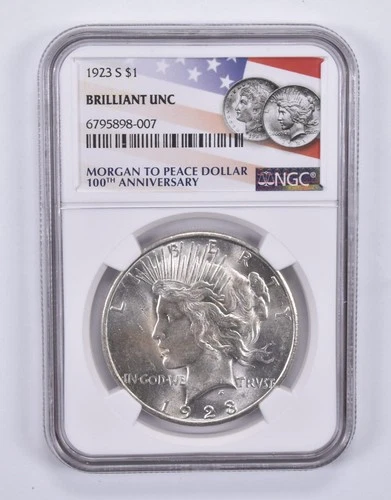 1923-S Peace Silver Dollar BU NGC Flag Label *5346