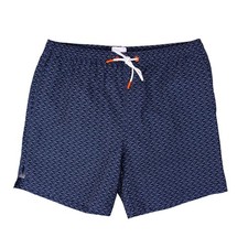 SWIMS Mens Medium Navy Blue Fish Print Swim Trunks Shorts Mesh Lined