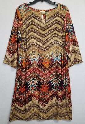 EMMA & MICHELE Shift Dress Granny Core Sz 1X Abstract Design EUC