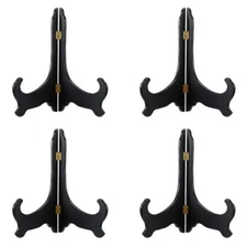 2/4PCS 4" 8" 12" Wooden Plate Display Stand Easel Picture Frame Holder Black TD
