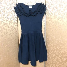 RED Valentino Blue Ruffle Bow Detail Sweater Dress Size XS