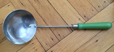 A & J Soup Ladle Green Wood Handle  11 1/2 Inches USA