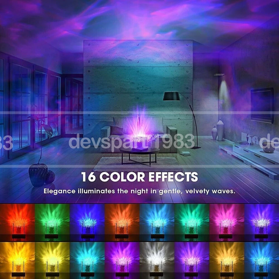 RGB Cube Northern Lights 16 Colour Aurora Projector Lamp Ocean Wave Night Lights - image 3 of 4
