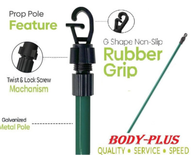 Telescopic Washing Line Pole Heavy Duty Telescopic Washing Line Prop - Extending Clothes Pole Support 2.6m, Free Standing FunkyBuys Laundry Pole - Foto 2