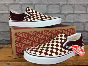 burgundy checkerboard vans
