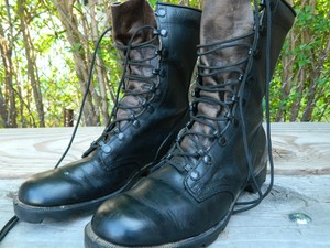 used black combat boots