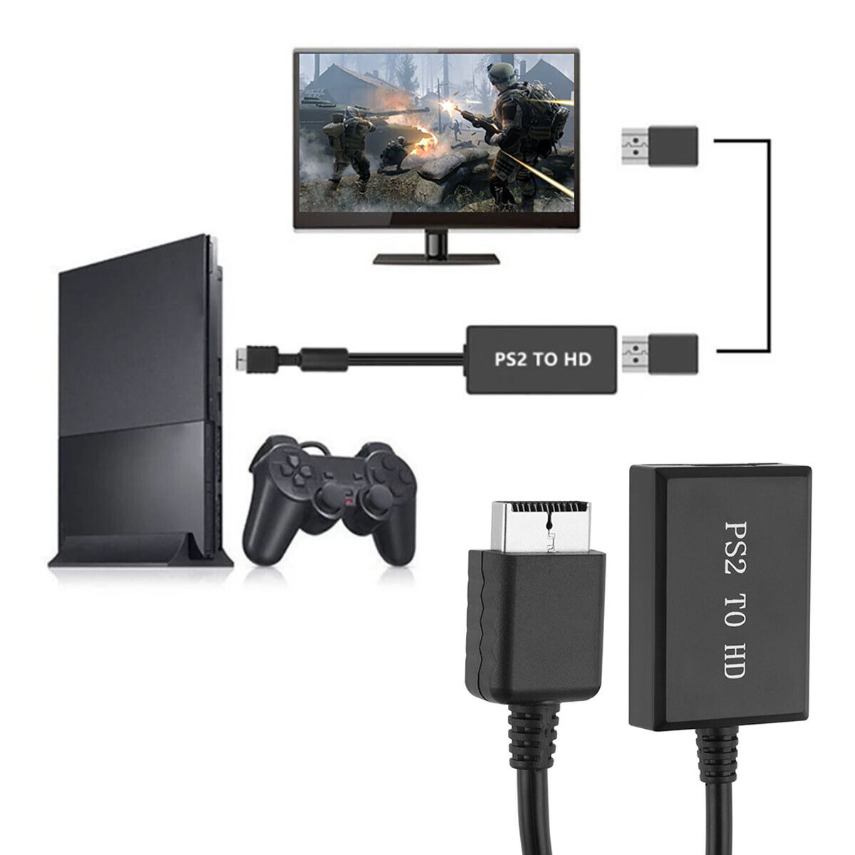  Adaptador HDMI para modelos PS2 PS2 a HDMI compatible