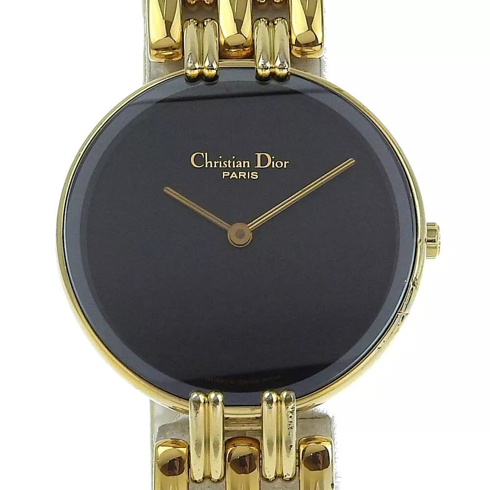Dior D46 154 4 Bakira Watches blackDial Plated Gold Quartz Analog display ...