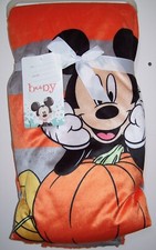 Disney Baby Mickey Mouse Fall Pumpkin Star Thanksgiving Sherpa Baby Blanket