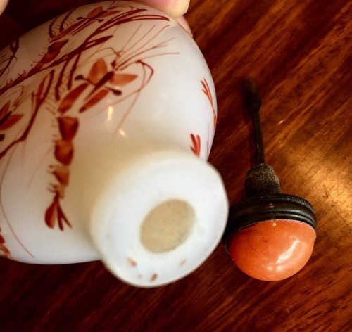 Chinese Peking glass snuff fine painted red enamel school "Guyuexuan古月轩” - Picture 4 of 6