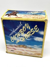 Vintage Tin Wind Up Cowboy on Horse Mechanical Toy MTU Korea With Box