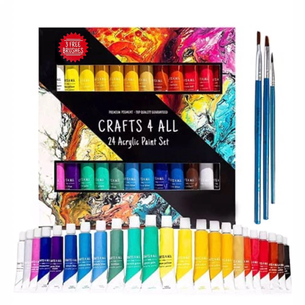 Crafts 4 All Acrylic Paint Set 24 Paints for Canvas Wood