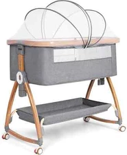 Baby Basket, Bassinet Bedside Sleeper with Wheels ,Mosquito Nets, Adjustable