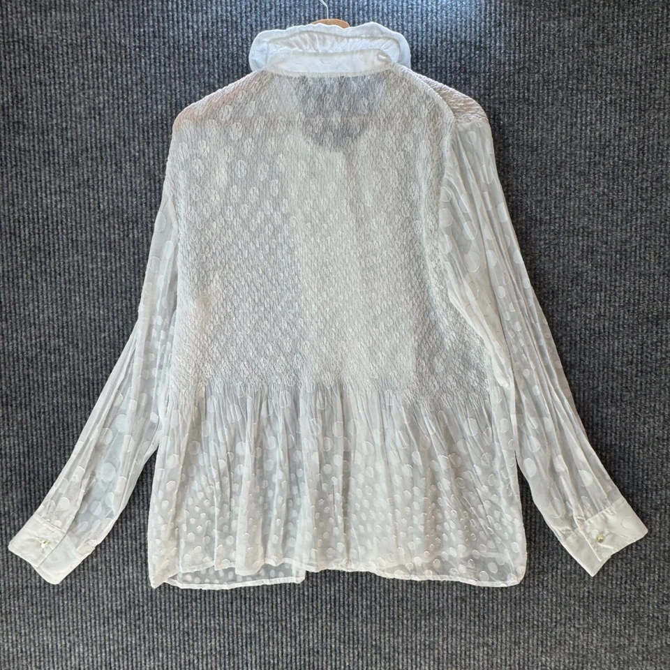 Blusa Linea Domani XL Transparente Encaje Volantes Marfil Con Botones Manga Larga Boho Chic Foto 4 de 4