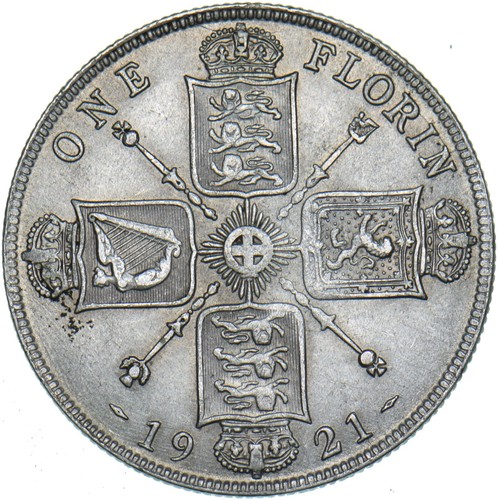 1921 Florin - George V British Silver Coin - Nice - Picture 2 of 2