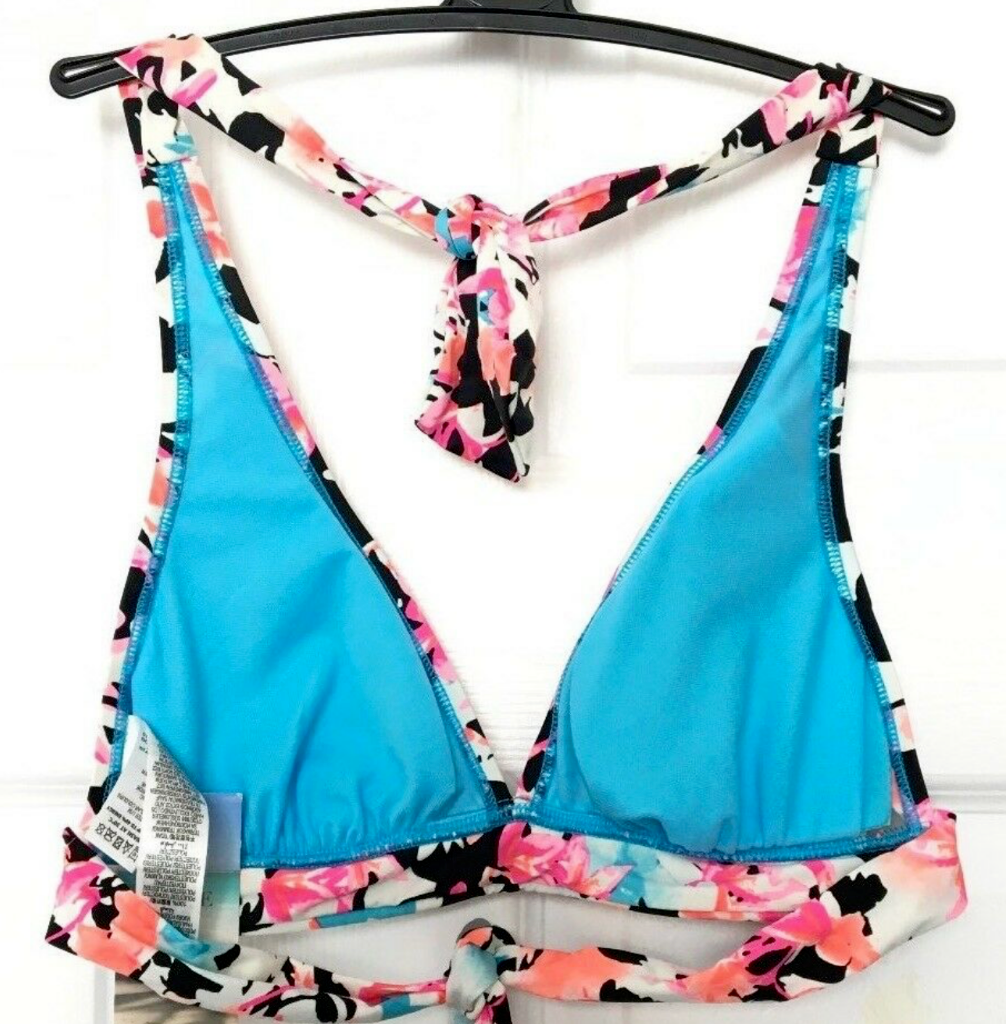 M&S Ladies Bikini Top Blue Floral Halterneck Plunge BNWT Marks eBay