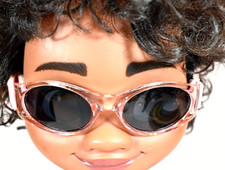 Child's Pink Clear Sunglasses w/Soft Comfy Strap, Adjustable Hook Loop Closure