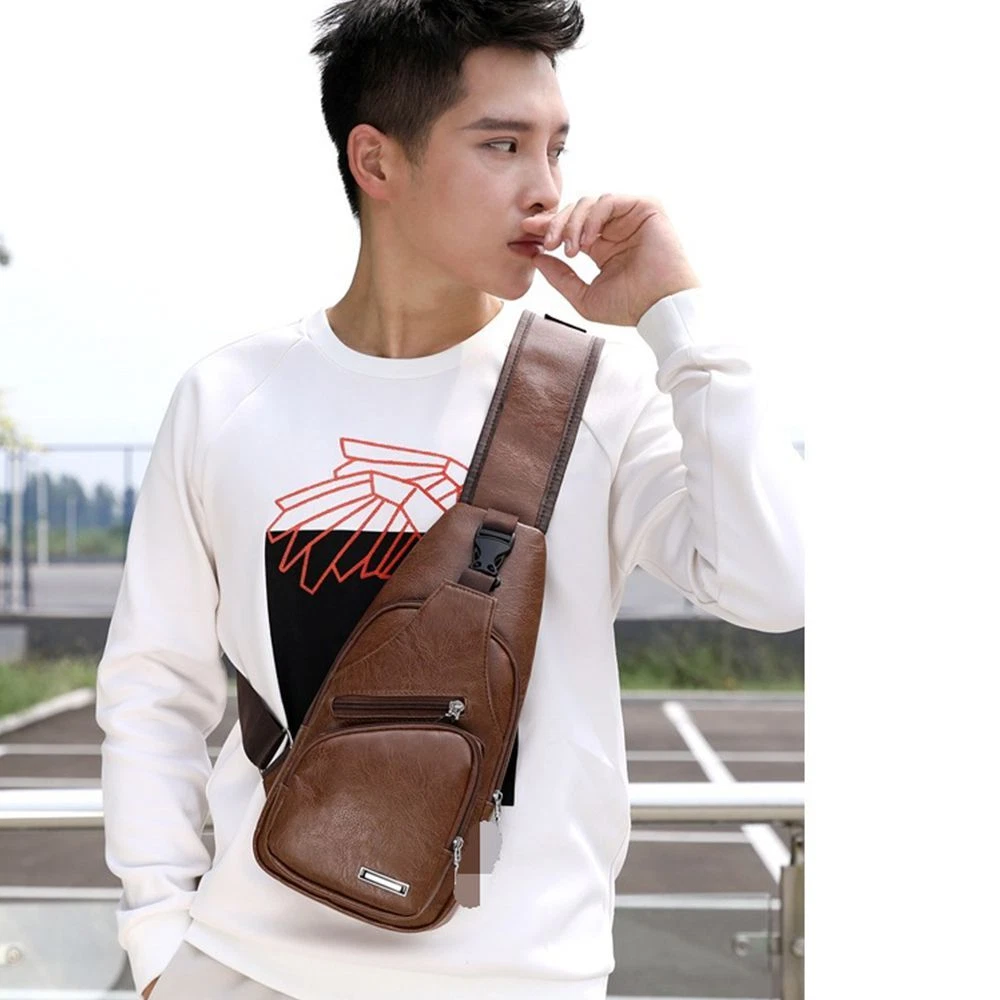 Sports USB Charging Port Chest Bag Crossbody Bag Handbag Shoulder