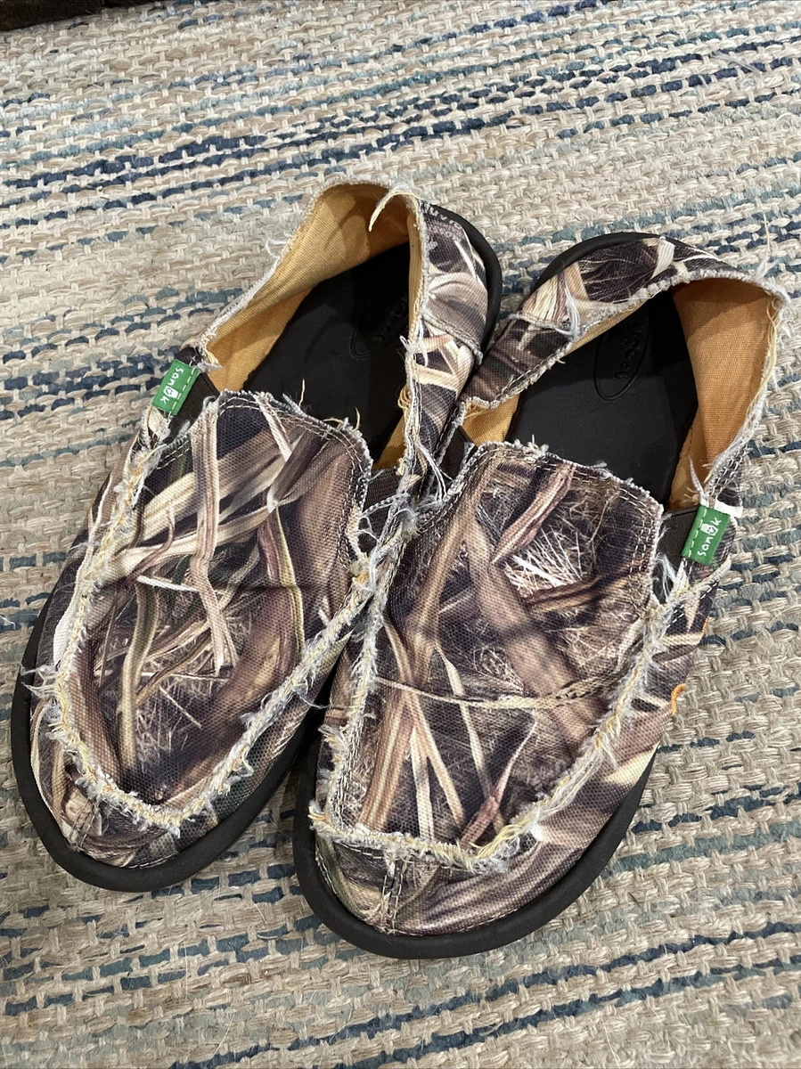 Sanuk Vagabond Blades Mossy Oak Camouflage Sidewalk Surfer Shoes Boys Size 4 5