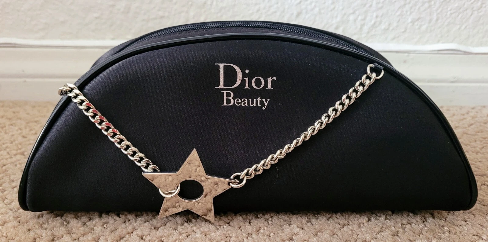AUTHENTIQUE SAC/SAC/POCHE DE VOYAGE/SAC/POCHE CHRISTIAN DIOR SATIN COSMÉTIQUE/NEUF AVEC ÉTIQUETTE NOIR 
