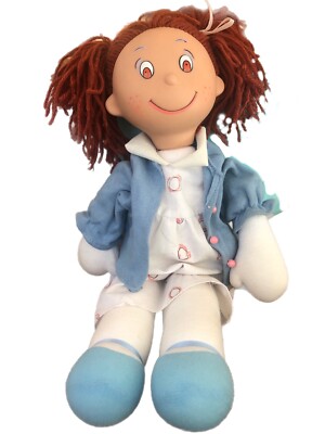 Vintage Ivy Cottage Miss Biscuit Ruby Buttons Rag Cloth Doll plastic face 1987