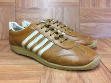 Vintageš„ Handmade In Made In USA Athletic Brown Leather Trainers Sz 8 VNTG Sho