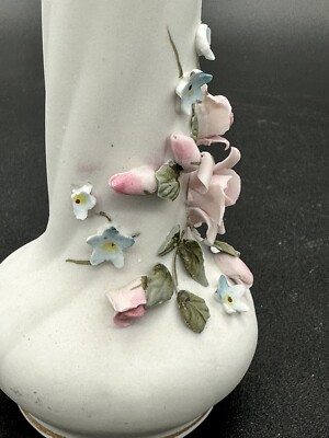 Vintage Lefton China Vase, Hand Applied Flowers Hand Painted #829