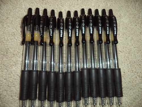 12 Pilot® G-2® Retractable Gel ROLLER Pens X Fine Point 05 BLACK INK 31130 31002 - Picture 2 of 8