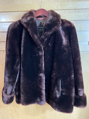Vintage Nigbor Furs Coat Women s Sz L/XL Purple Hook & Loop Excellent Condition