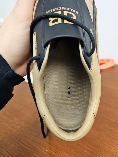 Women 8 US Balenciaga Zen Sneaker Bb Logo Beige Black Used 817540 - Picture 19 of 21