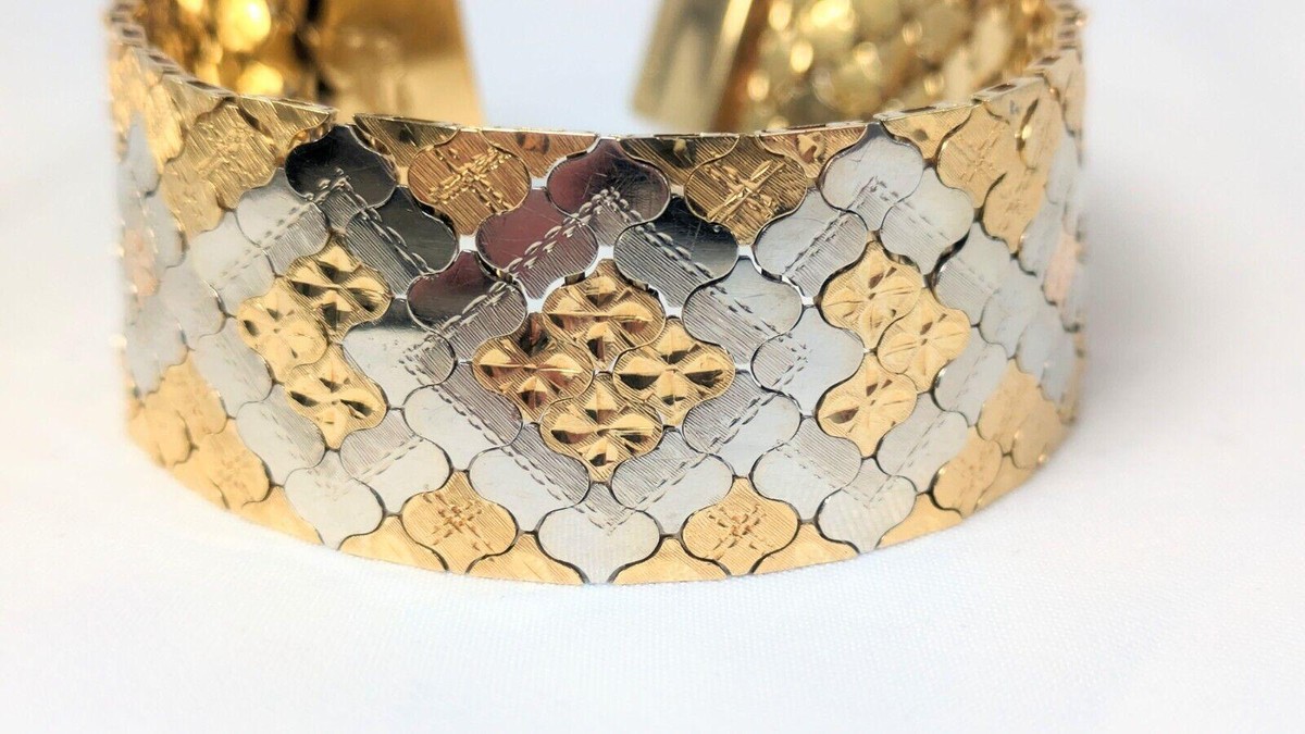 18 kt tri color bracelet yellow, white, and rose gold bracelet 
