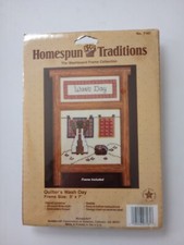 New Homespun Traditions Washboard Frame Cross Stitch Kit Quilters Wash Day 7161