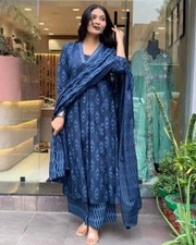 Wedding Wear Gift For Her 3 Piece Combo Set Indian Designer Kurta Pant Dupatta